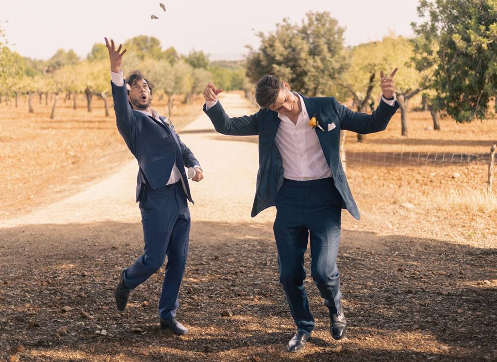 "alt"luxury wedding mallorca groom entering ceremony"